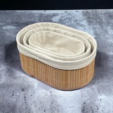 Yzhome 3 Lü Oval Bambu Organizer Düzenleyici Saklama Kutusu Sepet