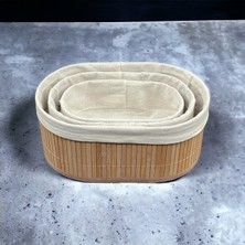 Yzhome 3 Lü Oval Bambu Organizer Düzenleyici Saklama Kutusu Sepet