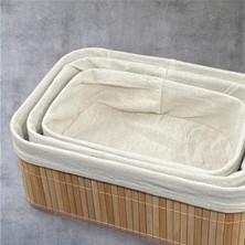 Yzhome 3 Lü Dikdörtgen Bambu Organizer Düzenleyici Saklama Kutusu Sepet