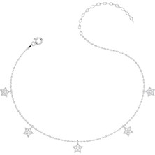 İndigo Takı Küçük Yıldız Beyaz Gümüş Halhal