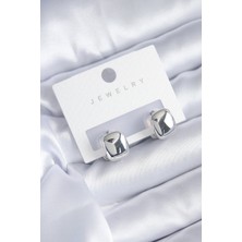 Takızon Gümüş Renk Kare Model Pirinç Kadın Küpe - TJ-BKP8079