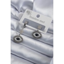 Takızon 316L Çelik Gümüş Renk Zirkon Taş Detay Kadın Küpe - TJ-BKP7954