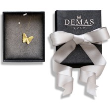 Demasgold Pırlantalı 14 Ayar Altın Kalemli Kelebek Kolye
