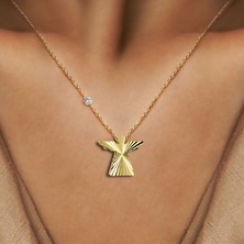 Demasgold Pırlantalı 14 Ayar Altın Kalemli Melek Kolye