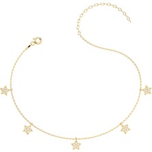 İndigo Takı Küçük Yıldız Altın Kaplama Gümüş Halhal