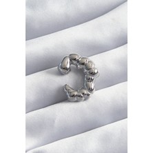 Takızon Pirinç Gümüş Renk Earcuff Kıkırdak Model Kadın Küpe - TJ-BKP8256