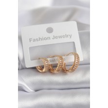 Takızon Pirinç Gold Renk Zirkon Taş Detay Kadın Küpe - TJ-BKP8292