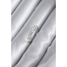 Takızon Pirinç Gümüş Renk Zirkon Taşlı Kalp Model Kadın Yüzük - TJ-BYK2926