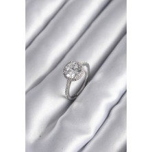 Takızon Pirinç Gümüş Renk Zirkon Taşlı Kadın Yüzük - TJ-BYK2966