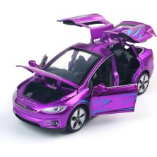 Runjing 1:32 Alaşım Tesla X90 Araba Modeli Işıklar ve Müzik ile Geri Çekin Elektronik Oyuncaklar, Tesla Model x Için Uyumlu Pres Döküm Araba Oyuncak, Tesla Severler Koleksiyonu Için (Mor) (Yurt Dışından)