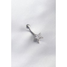 Takızon 316L Cerrahi Çelik Zirkon Taşlı Yıldız Model Kadın Göbek Piercing - TJ-PR1222