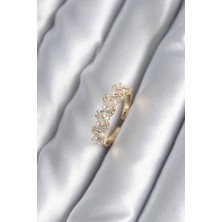 Takızon Pirinç Gold Renk Zirkon Taşlı Kadın Yüzük - TJ-BYK2995