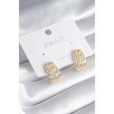 Takızon Pirinç Gold Renk Zirkon Taşlı Kadın Küpe - TJ-BKP8428