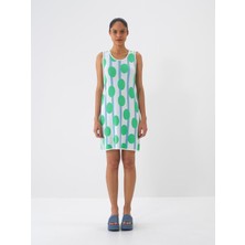 Xint Kadın Yeşil Doğal Dökümlü Oversize Elbise