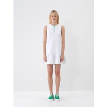 Xint Kadın Beyaz Pamuk Dokulu Regular Fit Elbise