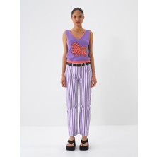 Xint Kadın Lila Pamuk Dokulu Regular Fit Bluz