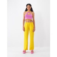 Xint Kadın Sarı %100 Keten Regular Fit Pantolon