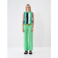 Xint Kadın Yeşil %100 Keten Regular Fit Pantolon