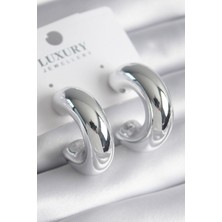 Takızon Pirinç Gümüş Renk Halka Model Kadın Küpe - TJ-BKP8542