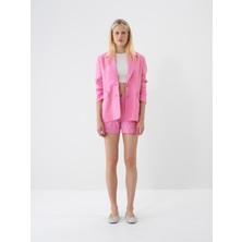 Xint Kadın Pembe %100 Keten Regular Fit Ceket