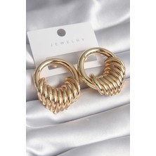 Takızon Pirinç Gold Renk Halka Sarmal Model Kadın Küpe - TJ-BKP8555