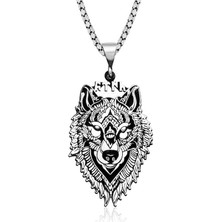 Kick Shop ​925 Ayar Gümüş Göktürkçe Türk Yazılı Kurt Gümüş Kolye