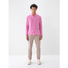 Xint Erkek Pembe %100 Keten Regular Fit Gömlek