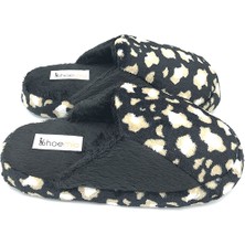 Shoemio Leona Siyah/ Ekru Kadın Ev Terliği