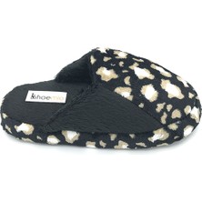Shoemio Leona Siyah/ Ekru Kadın Ev Terliği