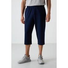 Tommy Life Indigo Pamuklu Yumuşak Dokulu Standart Fit Nakışlı Erkek Kapri - 83102