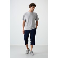 Tommy Life Indigo Pamuklu Yumuşak Dokulu Standart Fit Nakışlı Erkek Kapri - 83102