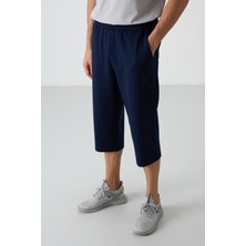 Tommy Life Indigo Pamuklu Yumuşak Dokulu Standart Fit Nakışlı Erkek Kapri - 83102