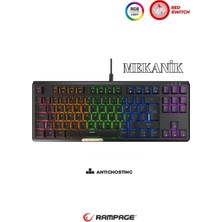 Rampage Claw Red Switch Rainbow Tkl Mekanik Gaming Oyuncu Klavye ( Anti-Ghosting )