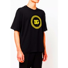 Dolce & Gabbana Flok Baskılı Yuvarlak Içinde Dg Logolu Ince Kumaş T-Shirt