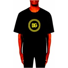 Dolce & Gabbana Flok Baskılı Yuvarlak Içinde Dg Logolu Ince Kumaş T-Shirt