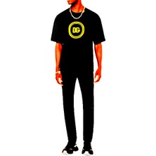 Dolce & Gabbana Flok Baskılı Yuvarlak Içinde Dg Logolu Ince Kumaş T-Shirt