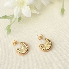 Kyver Kadın Küpe Yelpaze Model Küpe Gold