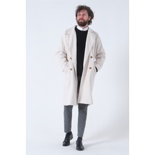 Feminist Krem Oversize Erkek Yaka Kaşe Kaban 01015002.19