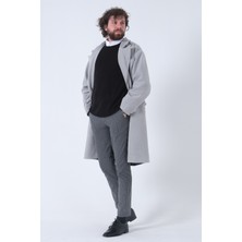 Feminist Gri Oversize Erkek Yaka Kaşe Kaban 01015002.06
