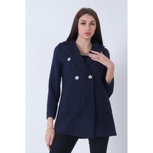 Feminist Lacivert Tüvid Kumaş Ceket 4595020.02