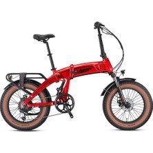 Kron Armour - 20" - Katlanır (Fat Bike) - 7 Vites - Elektrikli - Elektrik Kırmızı-Siyah