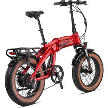 Kron Armour - 20" - Katlanır (Fat Bike) - 7 Vites - Elektrikli - Elektrik Kırmızı-Siyah