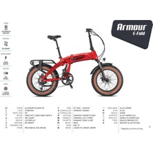 Kron Armour - 20" - Katlanır (Fat Bike) - 7 Vites - Elektrikli - Elektrik Kırmızı-Siyah