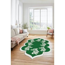 Evdeya Dijital Baskılı Kaymaz Yıkanabilir Lazer Kesim Mutfak Salon Halısı, Lazer-01-Yeşil,