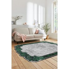 Evdeya Dijital Baskılı Kaymaz Yıkanabilir Çerçeveli Lazer Kesim Mutfak Salon Halısı, Lazer-06-Yeşil,