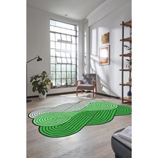 Evdeya 3D Dijital Baskılı Kaymaz Yıkanabilir Lazer Kesim Mutfak Salon Halısı, Lazer-15-Yeşil,