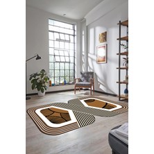 Evdeya Dijital Baskılı Kaymaz Yıkanabilir Renkli Lazer Kesim Mutfak Salon Halısı, Lazer-16-Kahve,