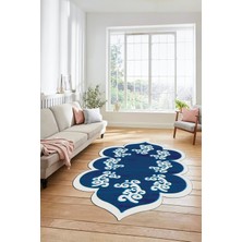 Evdeya Dijital Baskılı Kaymaz Yıkanabilir Lazer Kesim Mutfak Salon Halısı, Lazer-01-Mavi,