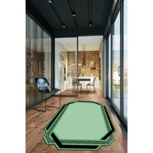 Evdeya Çerçeveli Yıkanabilir Kaymaz Lazer Kesim Yolluk Mutfak Salon Halısı, Lazer-28-Yeşil,