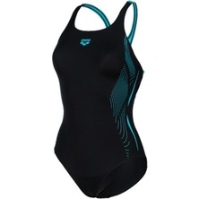 Arena W Swimsuit Swim Pro Back Graphic Black Martinica Çocuk Yüzücü Mayosu 007339581